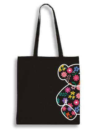 Екошопер bookopt вк4058 ведмедик (квіткові мрії) чорний