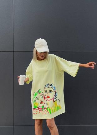 Платье футболка туника женская короткая мини хлопковая легкая повседневная базовая оверсайз свободная серая розовая белая голубая желтая летняя на лето плата6 фото