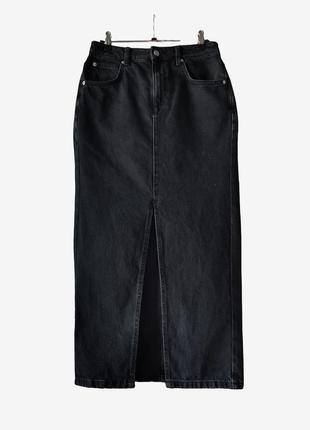 Джинсова довга спідниця максі з розрізом denim new look kind
