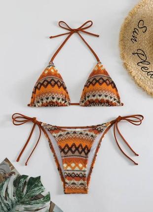 Шикарный купальник шторка с орнаметнтом