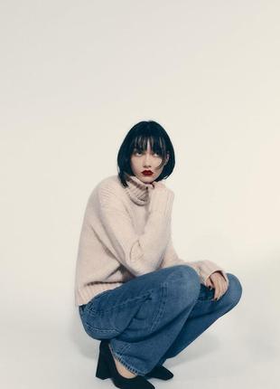 Кожаные замшевые туфли на широких каблуках с квадратным носком zara 7