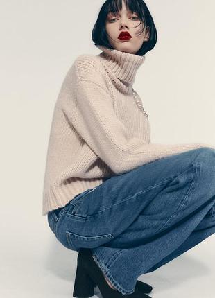 Кожаные замшевые туфли на широких каблуках с квадратным носком zara 6