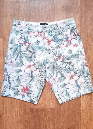 Шорти блакитні river island w30" в квыткови пальмовий принт