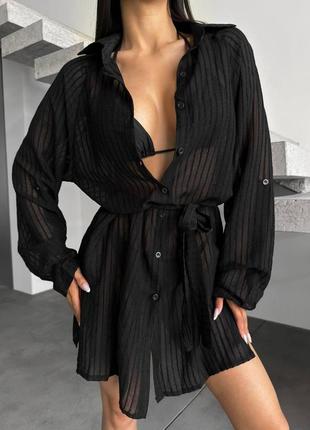 Пляжная туника-рубашка с поясом