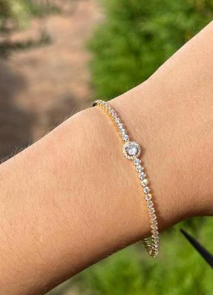 Серебряный браслет пандора теннисного дизайна с ореолом 569416c01 pandora