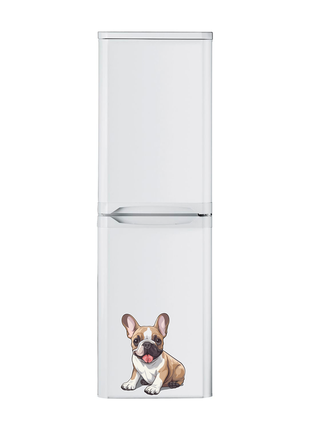 Вінілова кольорова декоративна наклейка самоклейна на двері холодильника "цуценя бульдог" з оракалу1 фото