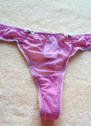 Рожеві жовті гіпюрові трусики стрінги сітка в горошок л-хл/l-xl/12-14/40-42/48-50 h&m