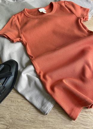 Стильная базовая футболка в рубчик от h&m