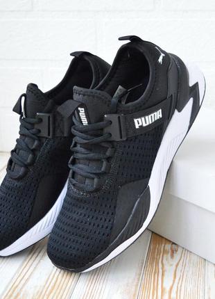 Puma кросівки кеди чоловічі пума чорні з білим текстильні легкі весняні літні...