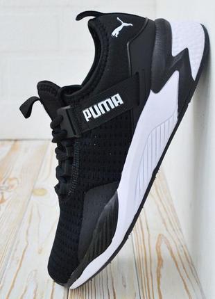 Puma кросівки кеди чоловічі пума чорні з білим текстильні легкі весняні літні...