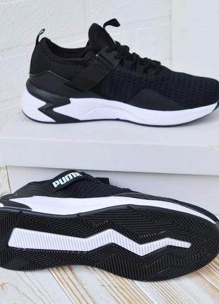 Puma кросівки кеди чоловічі пума чорні з білим текстильні легкі весняні літні...