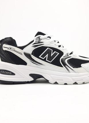 New balance 530 черные с белым кроссовки кеды женские кожаные кожа сетка весенние летние демисезонные низкие легкиеee баланс
