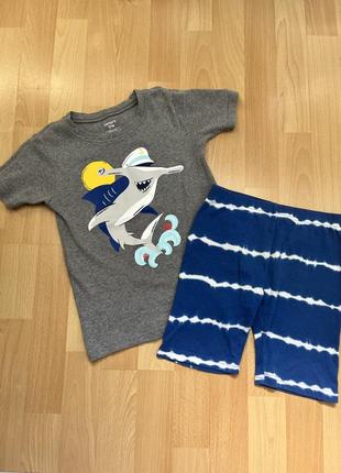 Летний костюм пижама carter's 6- 7р, 128-134р sharks акула