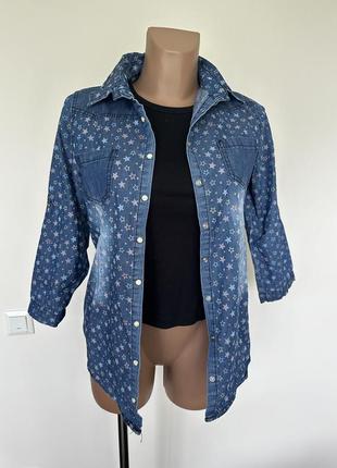 Рубашка джинсова, топ від mango в подарунок. рубашка-сорочка джинсова