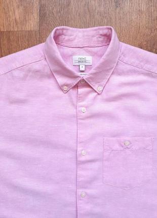 Тенниска льняная next розовая сиреневая размер m, лен коттон