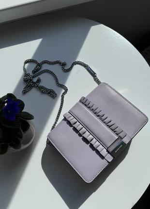 Кожаная лиловая сумка клатч michael kors