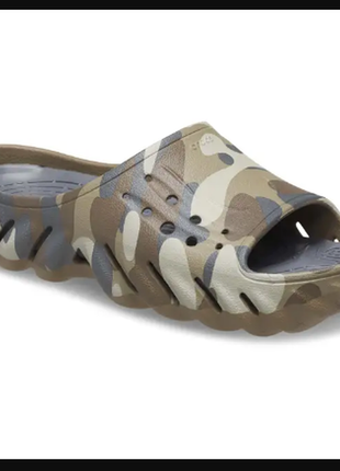 Crocs кроксы шлепанцы клоги шлепки тапочки echo camo redu slide charcoal
