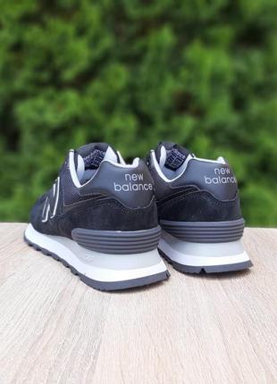 New balance 574 чорні на білій кросівки кеди жіночі замшеві нью баланс осінні весняні демісезонні демісезон низькі відмінна якість6 фото