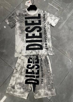 Мужской летний костюм шорты + футболка diesel