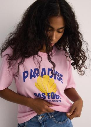 Футболка женская розовая с принтом reserved new