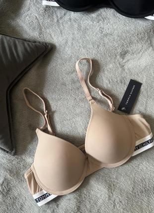 Гладкий бюстгальтер пуш-ар tommy hilfiger, 34b. оригинал. топ, бра, бюст