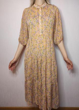 New look платье ярусное макси красивое в цветочный принт длинное платье максы ярусное шифоновое