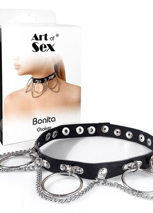 Чокер із натуральної шкіри з кільцями ланцюжки ланцюги підвіска підвіски натуральна шкіра, металева5 фото