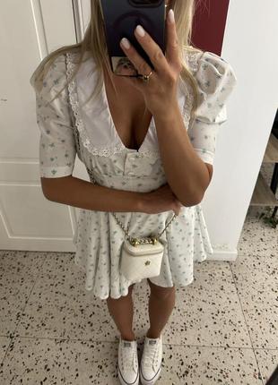 Хит продаж🔝 белое платье цветочное с кружком и белым воротником 🔥🔥🔥 чорна синя
