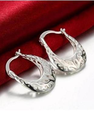 Серьги кольца серебро маленькие оригинальные ажурные меха