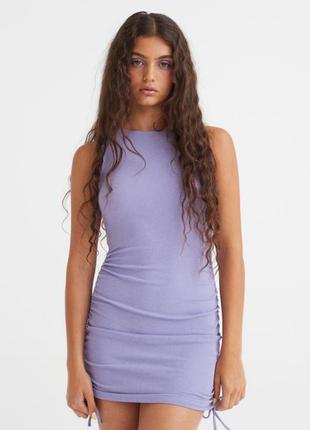 Плаття коротке h&m зі збірками фіолетове ділове бузкове