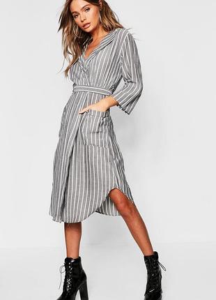 Стильна сукня - сорочка довжини міді з паском