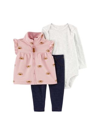 Костюм с жилеткой carters, набор тройка для девочки картерс