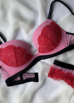Комплект intimissimi monica push-up 75b, бразильяно или кюлоты s