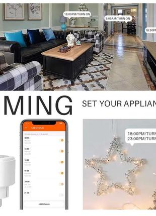 Elivco умная розетка с таймером, 16а, wi-fi alexa google home tuya app8 фото