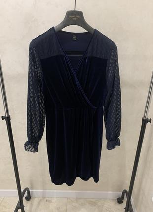 Бархатное велюровое платье вечернее платье синее shein