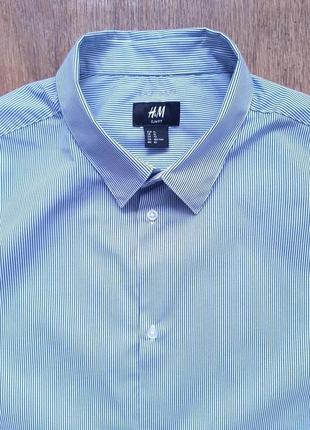Тенниска в бело-голубую полоску h&m slim fit xl l хлопок2 фото