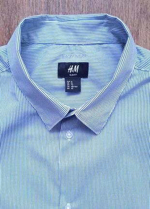 Тенниска в бело-голубую полоску h&m slim fit xl l хлопок4 фото