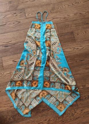 Сатиновое платье сарафан платок