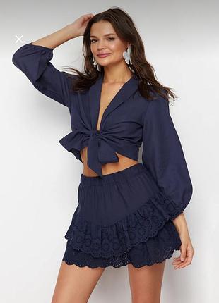 Юбка мини синяя2 фото