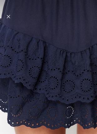 Юбка мини синяя4 фото