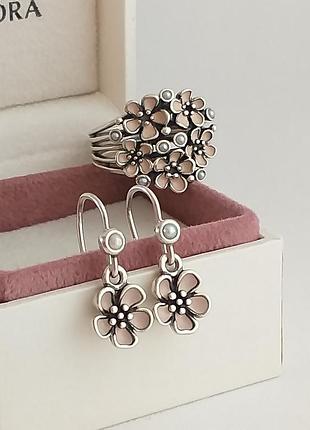 Pandora cherry blossom сакура серьги
