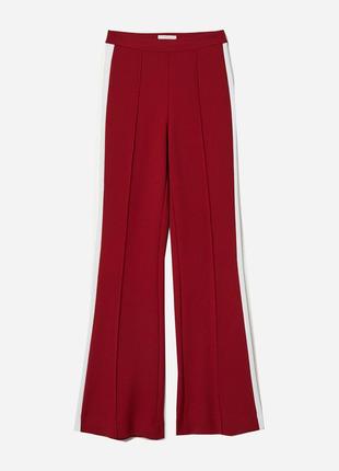 Брюки, штаны с лампасами, клеш, клеш бургунди h&m