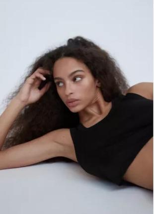 Базова укорочена майка, топ в рубчик, від zara