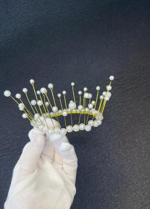 Корона коронка кругла з перлинами перлинками на голову торт бенто для голови торта
