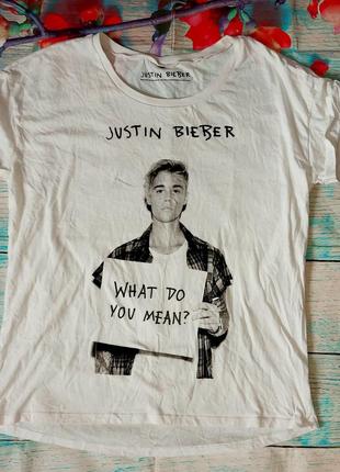 Футболка белая джастин бибер justin bieber размер м-l