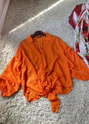 Шикарная стильная ярко оранжевая блуза оверсайз,f&amp;f,p.16-18