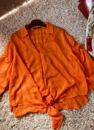 Шикарная стильная ярко оранжевая блуза оверсайз,f&amp;f,p.16-18