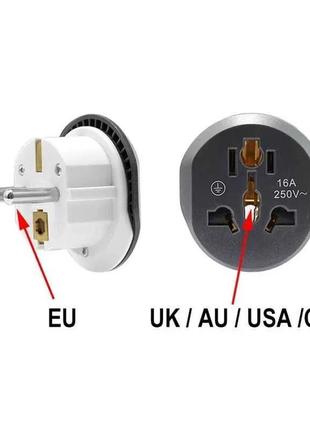 Переходник с китайской вилки au us uk cn на европейскую eu.4 фото