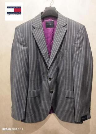 Элегантный шерстяной пиджак в полоску известного американского бренда tommy hilfiger1 фото