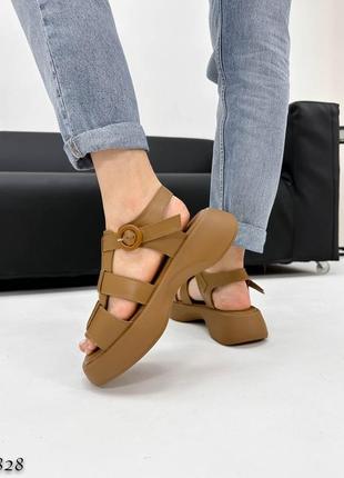 Босоніжки шкіряні кавові6 фото